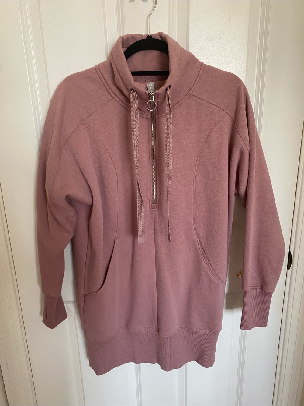 Athleta Mauve Half-Zip Hoodie Dress Size S